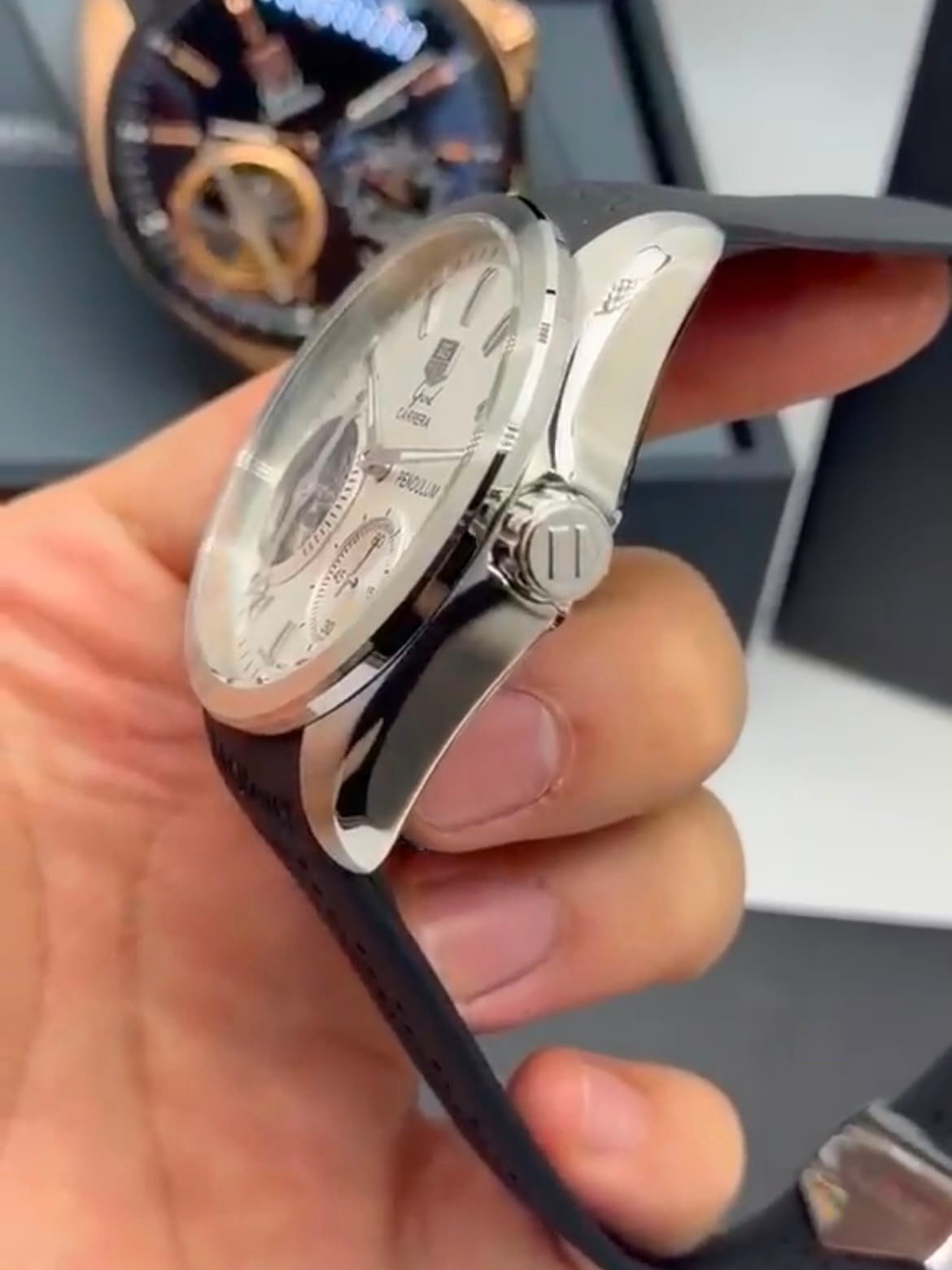 TAG Heuer Carrera Pendulum 48mm - AÇO MOSTRADOR BRANCO - SILICONE - Imagem 5