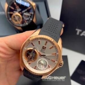 TAG Heuer Carrera Pendulum 48mm - AÇO DOURADO MOSTRADOR BRANCO - SILICONE