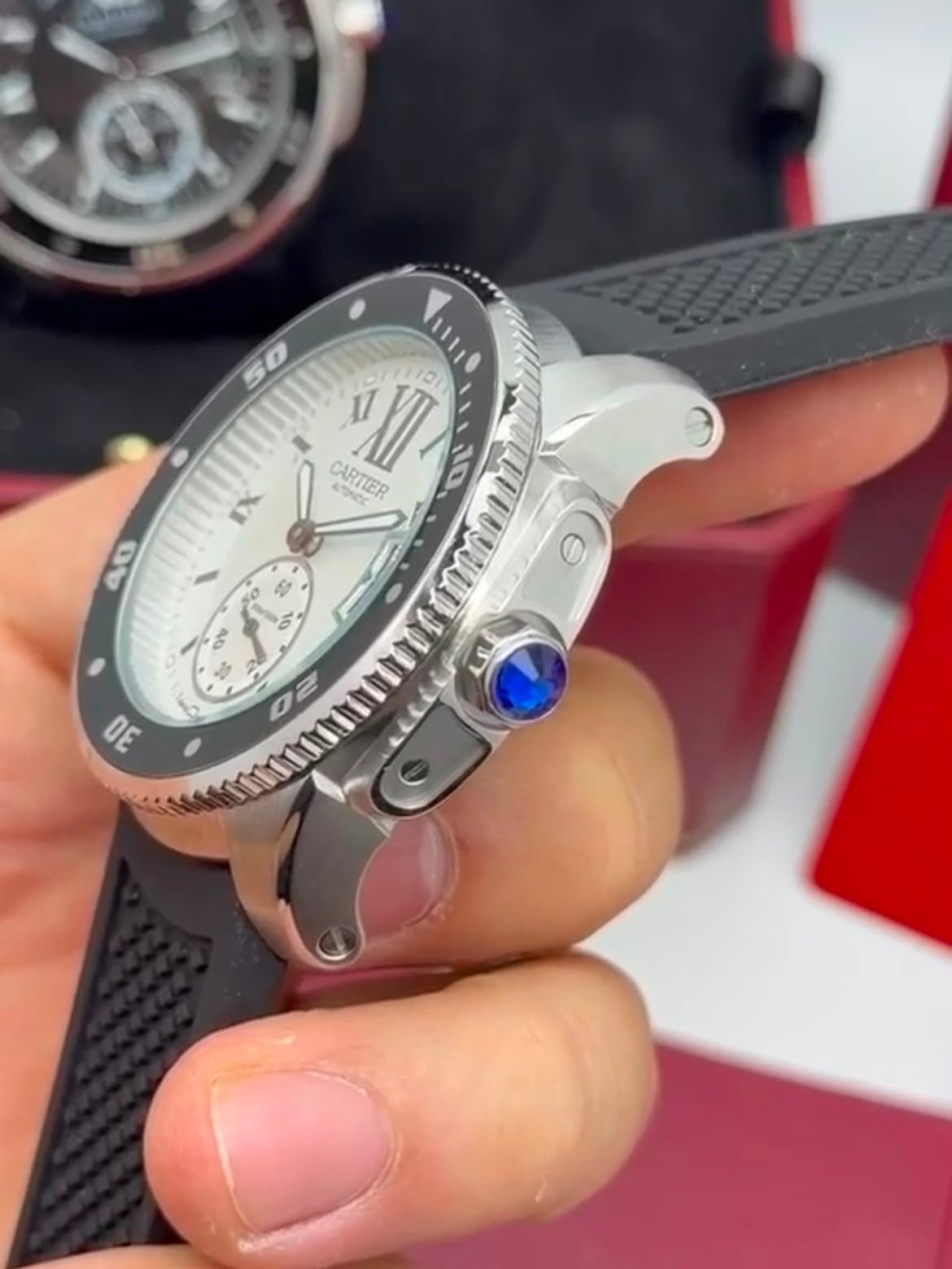 Cartier Calibre de Diver 42mm - AÇO MOSTRADOR BRANCO - SILICONE - Imagem 3