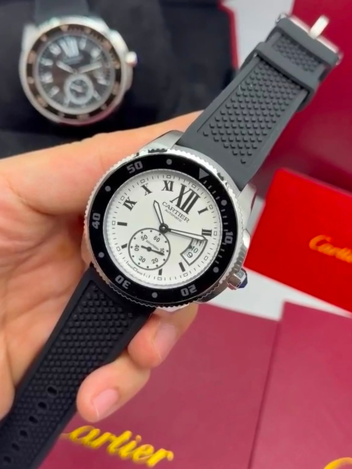 Cartier Calibre de Diver 42mm - AÇO MOSTRADOR BRANCO - SILICONE