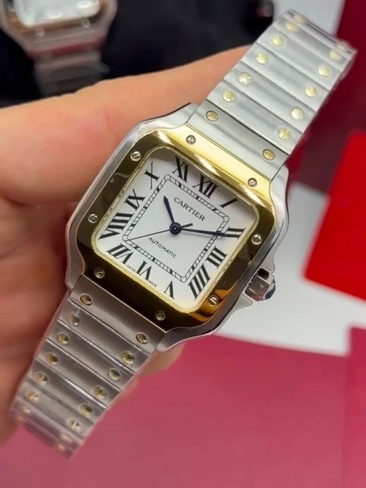 Cartier Santos Dumont 40mm - AÇO COM DOURADO MOSTRADOR BRANCO - Imagem 2