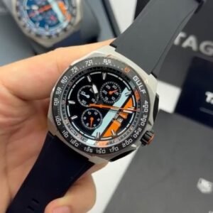 TAG Heuer GULF 42mm - AÇO MOSTRADOR PRETO - SILICONE