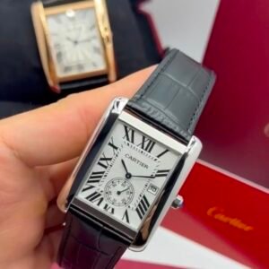 Cartier Tank Américaine 30mm - AÇO MOSTRADOR BRANCO - COURO