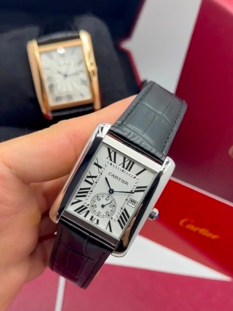 Cartier Tank Américaine 30mm - AÇO MOSTRADOR BRANCO - COURO