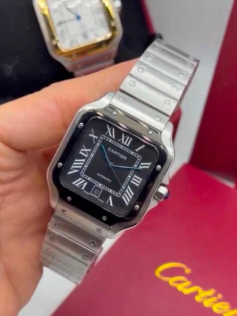 Cartier Santos Dumont 40mm - AÇO COM PRETO MOSTRADOR PRETO