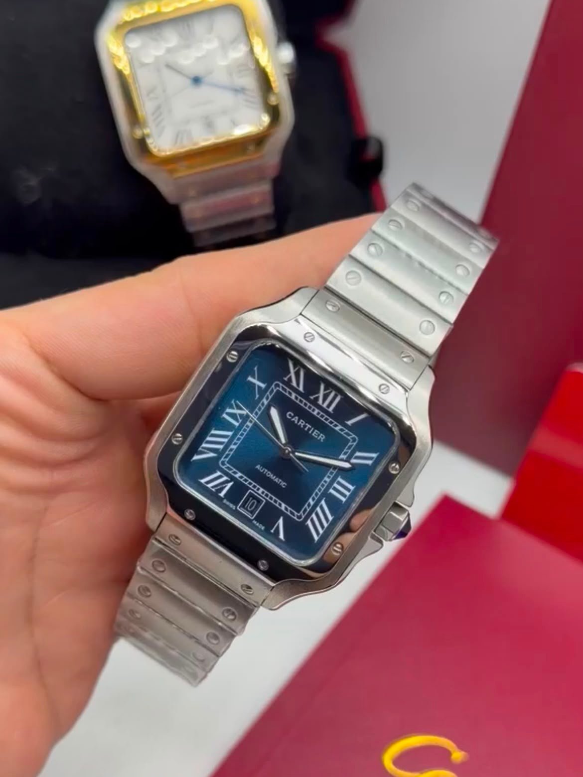 Cartier Santos Dumont 40mm - AÇO MOSTRADOR AZUL