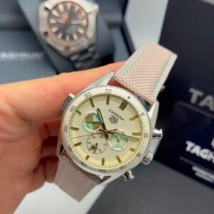 TAG Heuer Carrera 42mm - AÇO MOSTRADOR BEJE - COURO