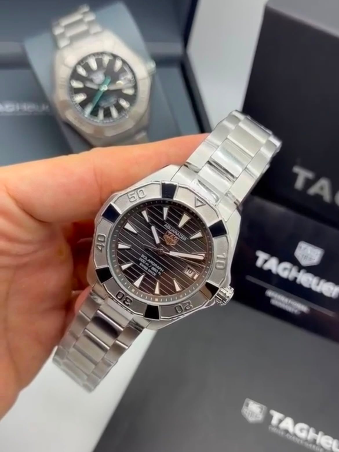 TAG Heuer Aquaracer Solargraph 43mm - AÇO MOSTRADOR PRETO