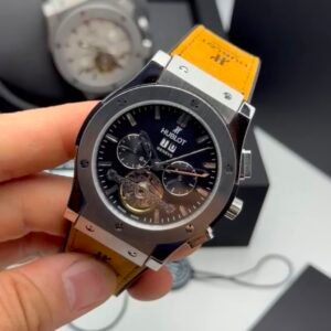 Hublot Classic Fusion Chronograph Tourbillon 44MM – AÇO MOSTRADOR PRETO – SILICONE E COURO