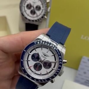 Longines Conquest Chronograph 42MM - AÇO MOSTRADOR BRANCO - SILICONE