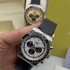Longines Conquest Chronograph 42MM - AÇO MOSTRADOR BRANCO - SILICONE