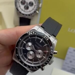 Longines Conquest Chronograph 42MM - AÇO MOSTRADOR PRETO - SILICONE