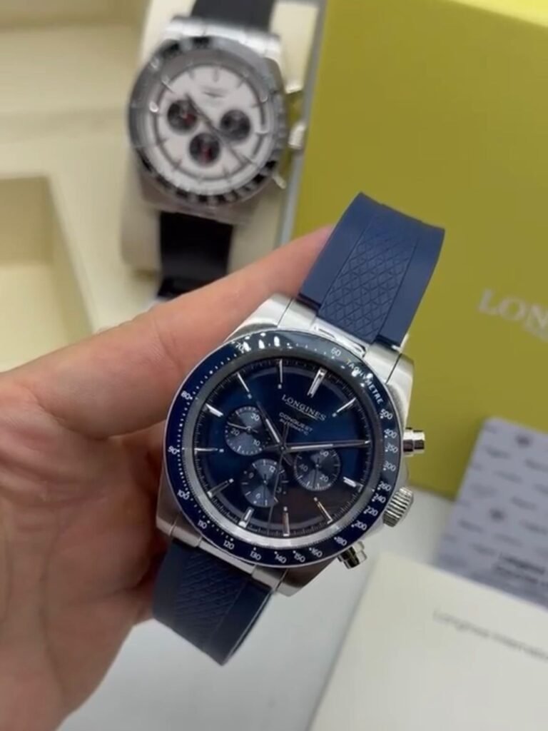 Longines Conquest Chronograph 42MM - AÇO MOSTRADOR AZUL - SILICONE