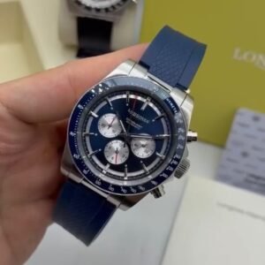 Longines Conquest Chronograph 42MM - AÇO MOSTRADOR AZUL - SILICONE