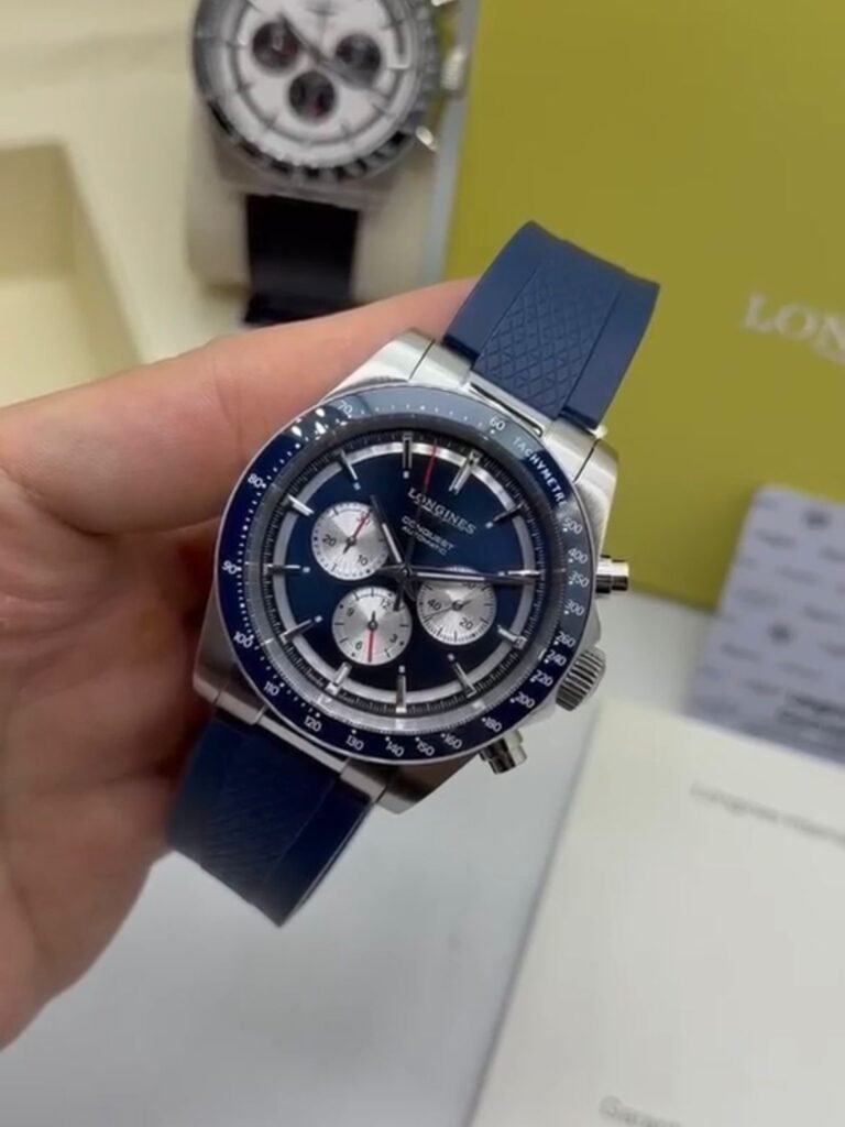 Longines Conquest Chronograph 42MM - AÇO MOSTRADOR AZUL - SILICONE