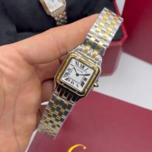 Cartier Panthère 27mm - Aço com dourado Mostrador Branco