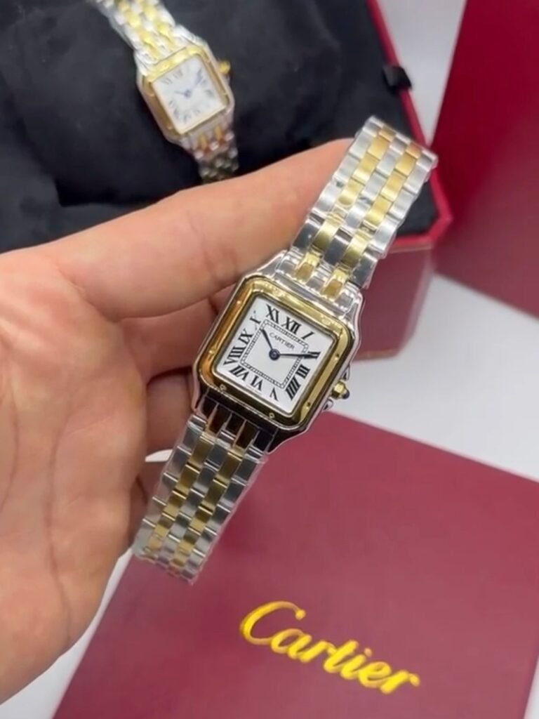 Cartier Panthère 27mm - Aço com dourado Mostrador Branco