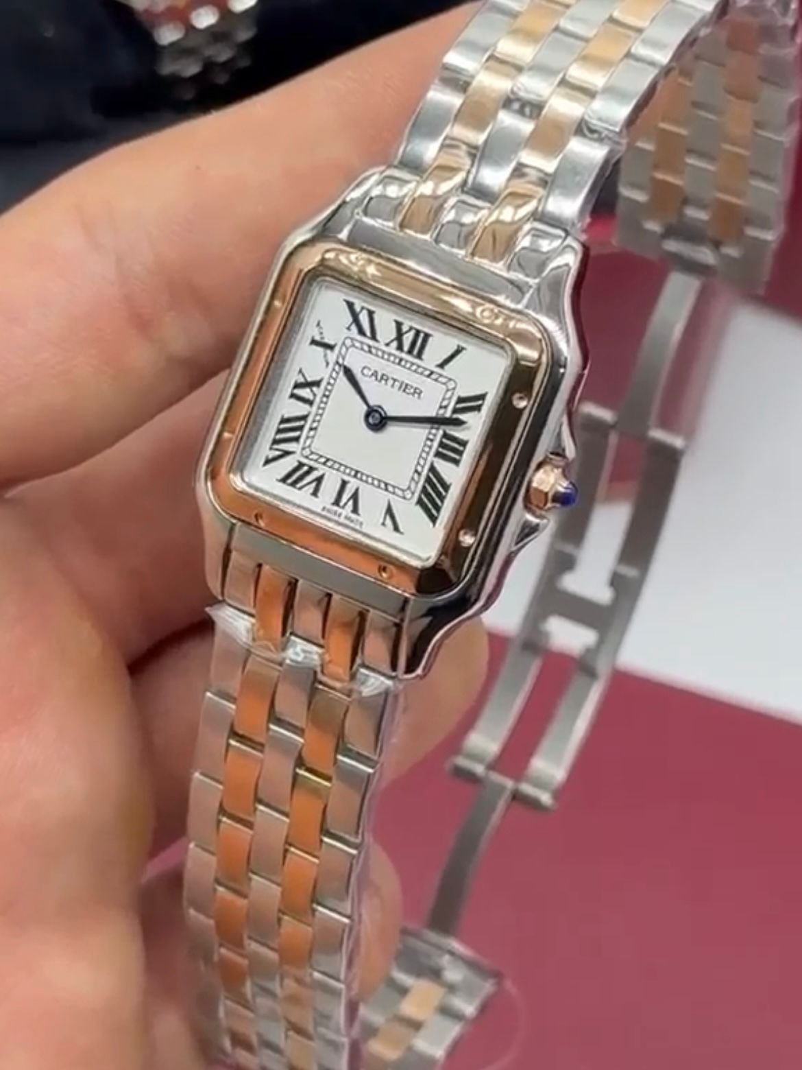 Cartier Panthère 27mm - Aço com rose Mostrador Branco - Imagem 3