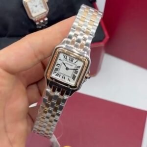 Cartier Panthère 27mm - Aço com rose Mostrador Branco
