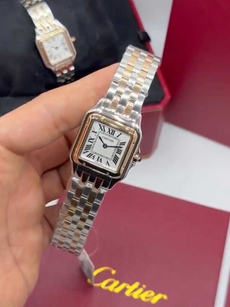 Cartier Panthère 27mm - Aço com rose Mostrador Branco