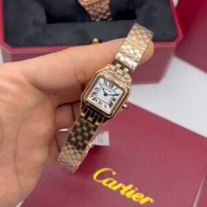 Cartier Panthère 21mm - Aço rosé Mostrador Branco