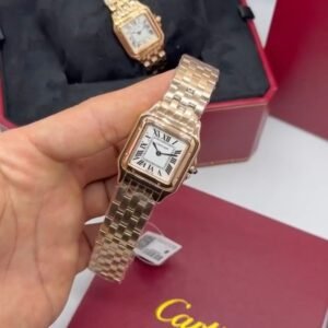 Cartier Panthère 27mm - Aço rosé Mostrador Branco