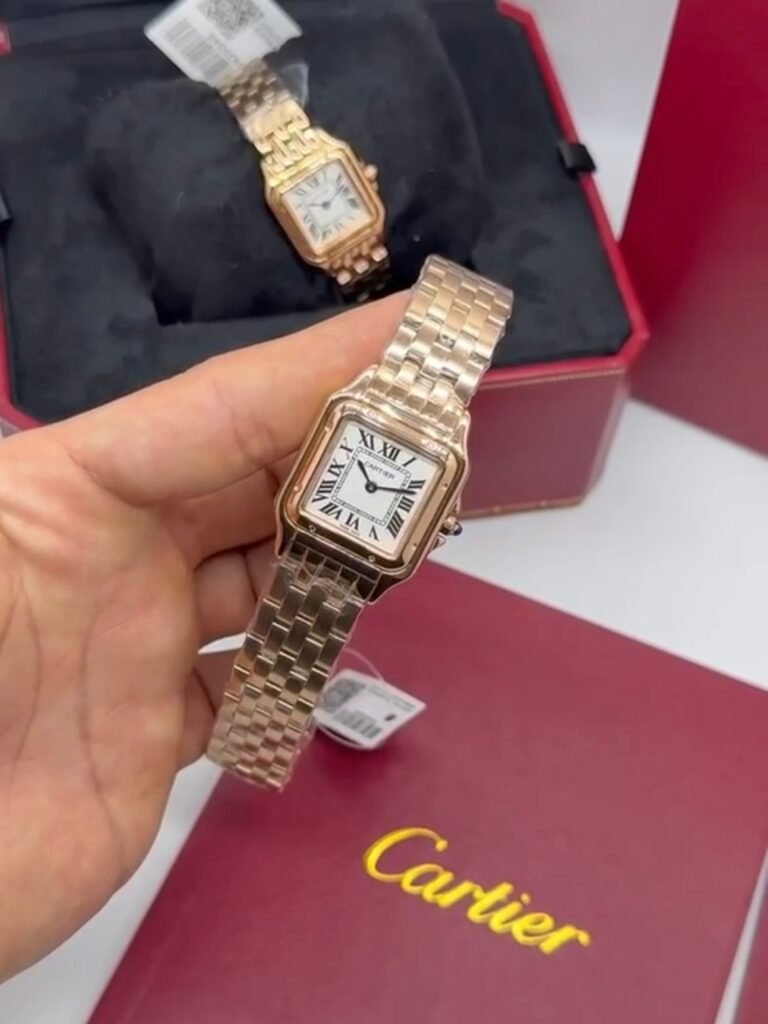 Cartier Panthère 27mm - Aço rosé Mostrador Branco