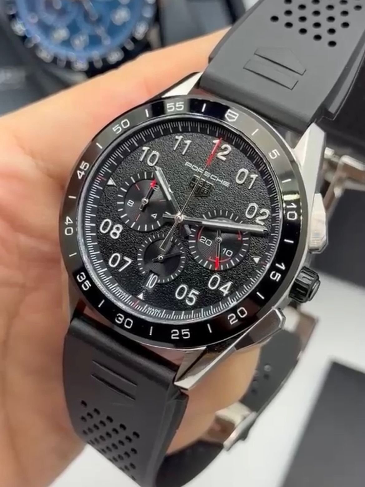 TAG Heuer Porsche 42mm - AÇO MOSTRADOR PRETO - SILICONE - Imagem 4
