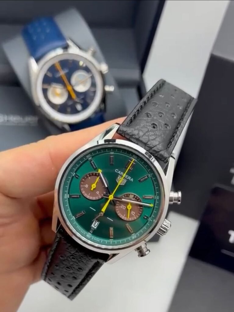 TAG Heuer Carrera 40mm - AÇO MOSTRADOR VERDE - COURO