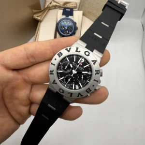 Bvlgari Aluminium Chronograph 40mm - AÇO MOSTRADOR PRETO - SILICONE