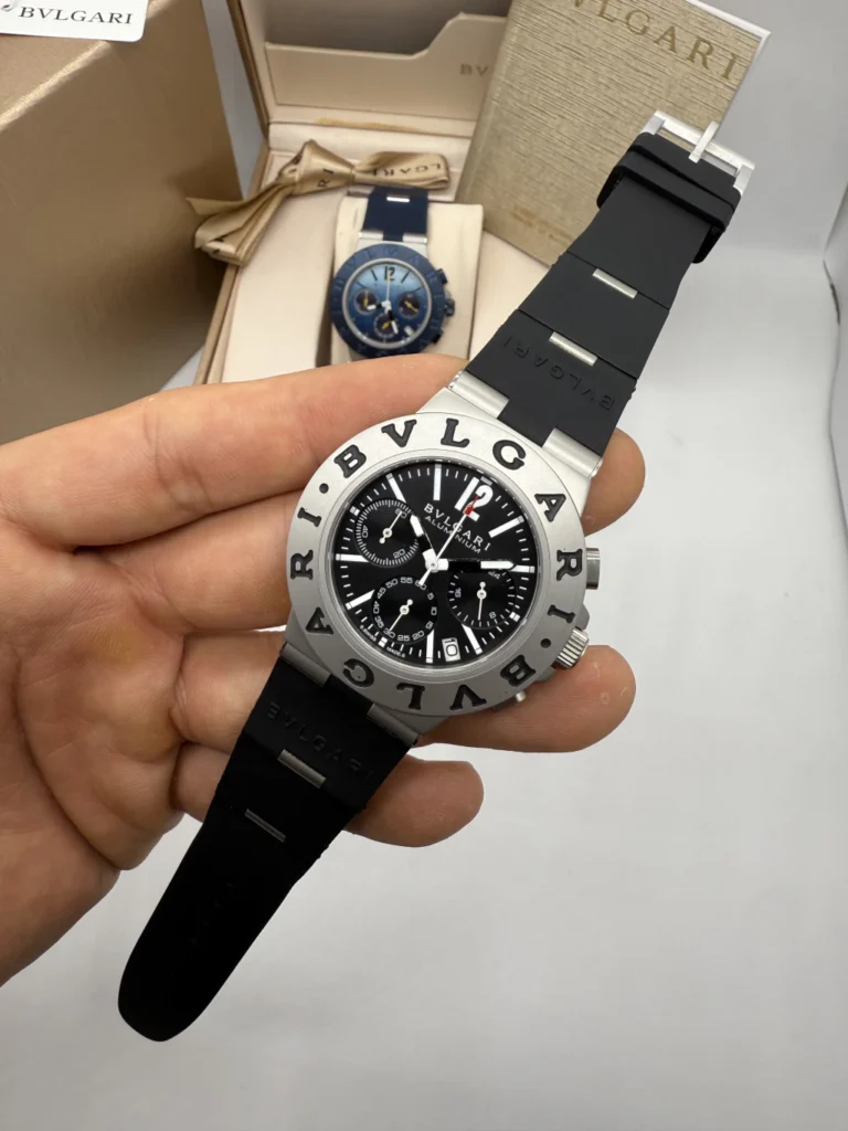 Bvlgari Aluminium Chronograph 40mm - AÇO MOSTRADOR PRETO - SILICONE