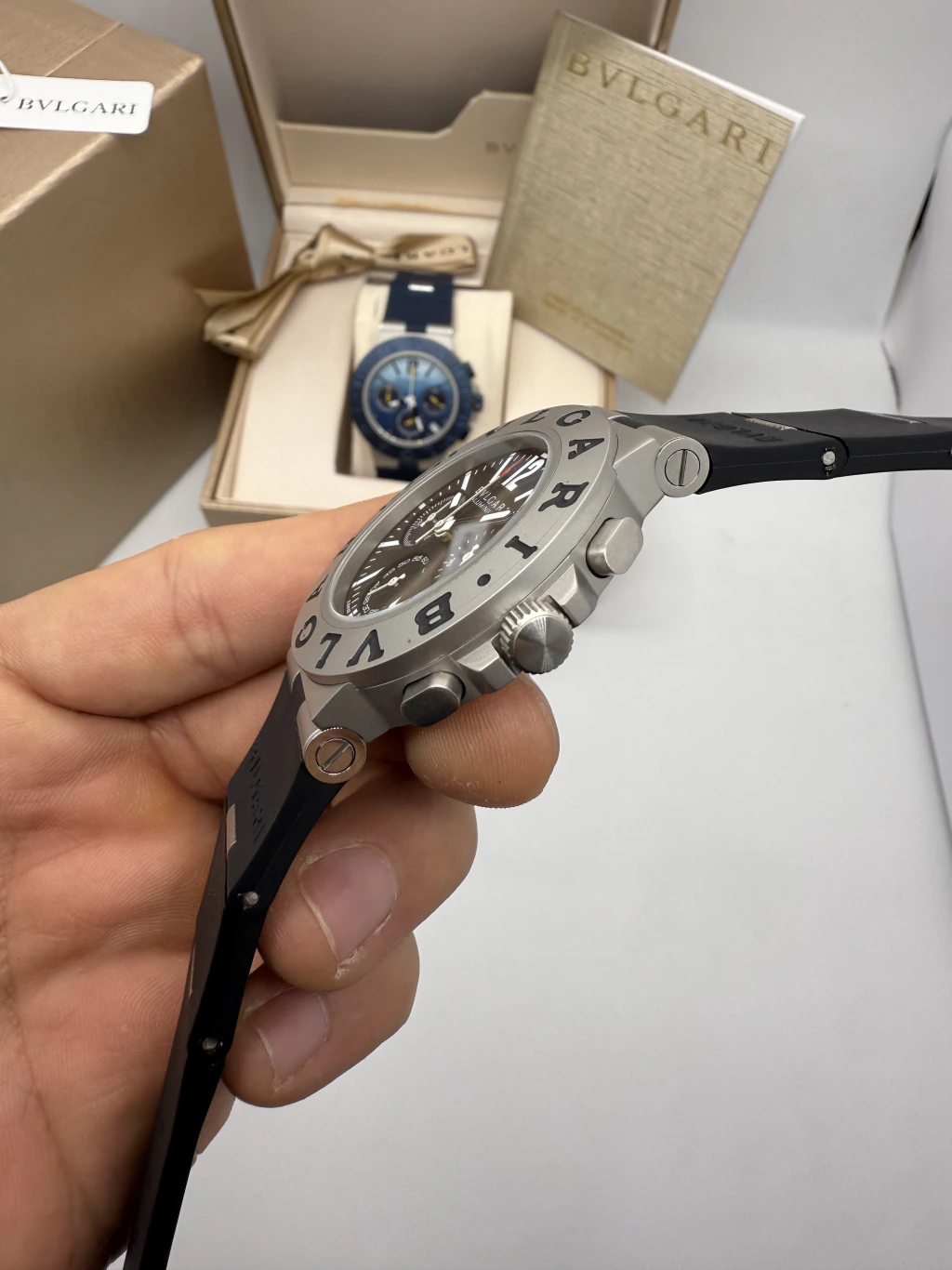 Bvlgari Aluminium Chronograph 40mm - AÇO MOSTRADOR PRETO - SILICONE - Imagem 2