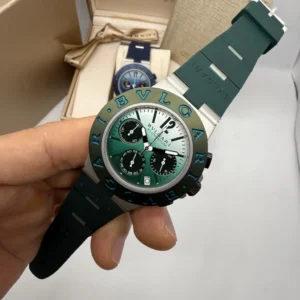 Bvlgari Aluminium Chronograph 40mm - AÇO MOSTRADOR VERDE - SILICONE