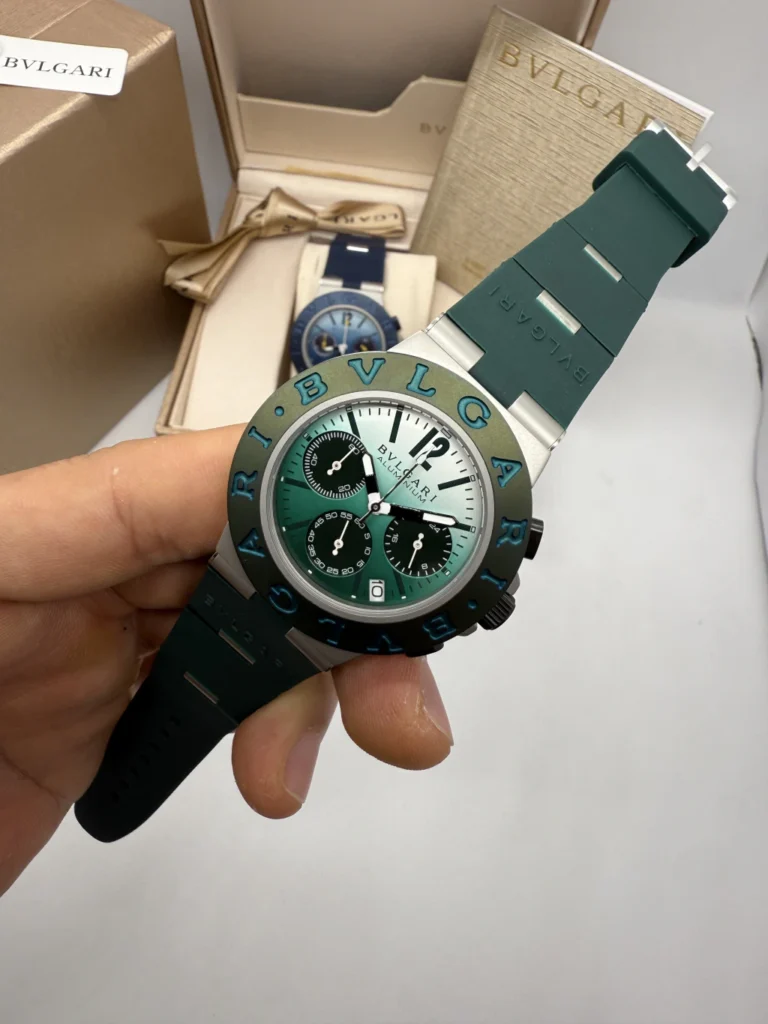 Bvlgari Aluminium Chronograph 40mm - AÇO MOSTRADOR VERDE - SILICONE