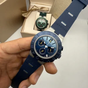 Bvlgari Aluminium Chronograph 40mm - AÇO MOSTRADOR AZUL - SILICONE
