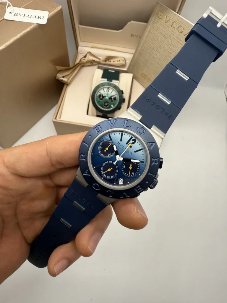 Bvlgari Aluminium Chronograph 40mm - AÇO MOSTRADOR AZUL - SILICONE