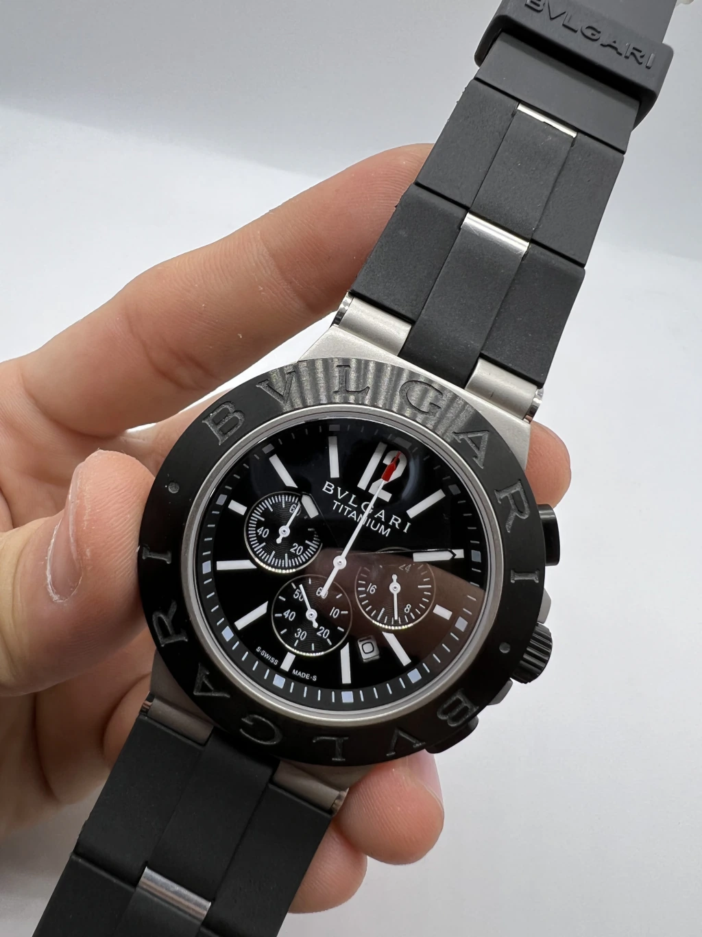 Bvlgari Diagono Titanium Chronograph 44mm - AÇO MOSTRADOR PRETO - SILICONE