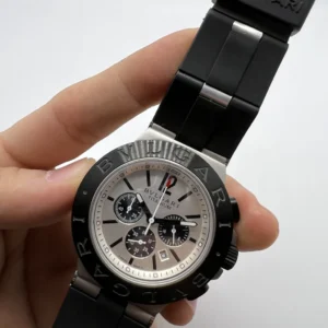 Bvlgari Diagono Titanium Chronograph 44mm - AÇO MOSTRADOR BRANCO - SILICONE
