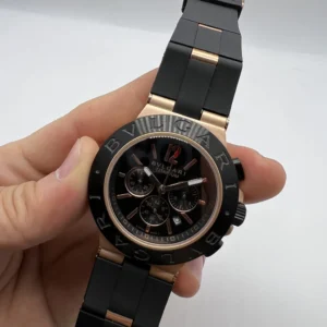 Bvlgari Diagono Titanium Chronograph 44mm - AÇO ROSE MOSTRADOR PRETO - SILICONE