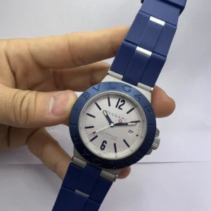Bvlgari Aluminium 40mm - AÇO MOSTRADOR BRANCO - SILICONE
