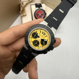 Bvlgari Aluminium Chronograph 40mm - AÇO MOSTRADOR AMARELO - SILICONE