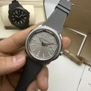 Bvlgari Octo Roma 41mm - AÇO MOSTRADOR CINZA - SILICONE