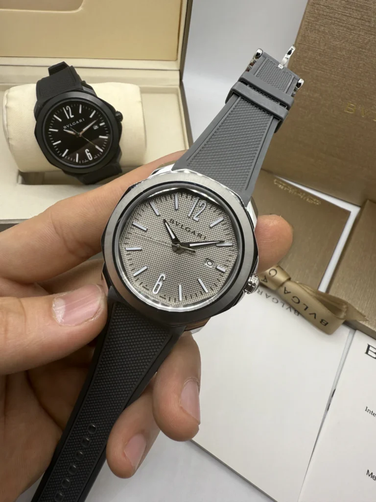 Bvlgari Octo Roma 41mm - AÇO MOSTRADOR CINZA - SILICONE