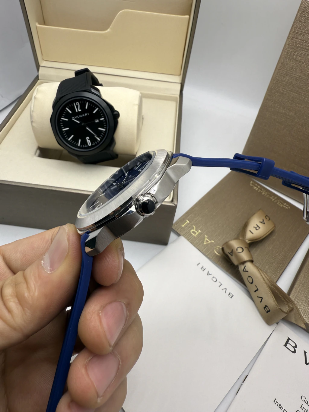 Bvlgari Octo Roma 41mm - AÇO MOSTRADOR AZUL - SILICONE - Imagem 2