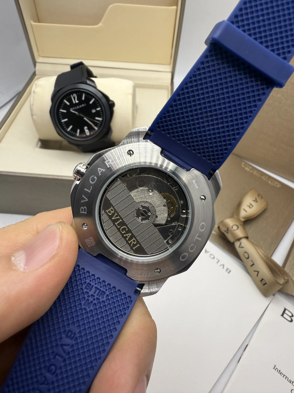 Bvlgari Octo Roma 41mm - AÇO MOSTRADOR AZUL - SILICONE - Imagem 3