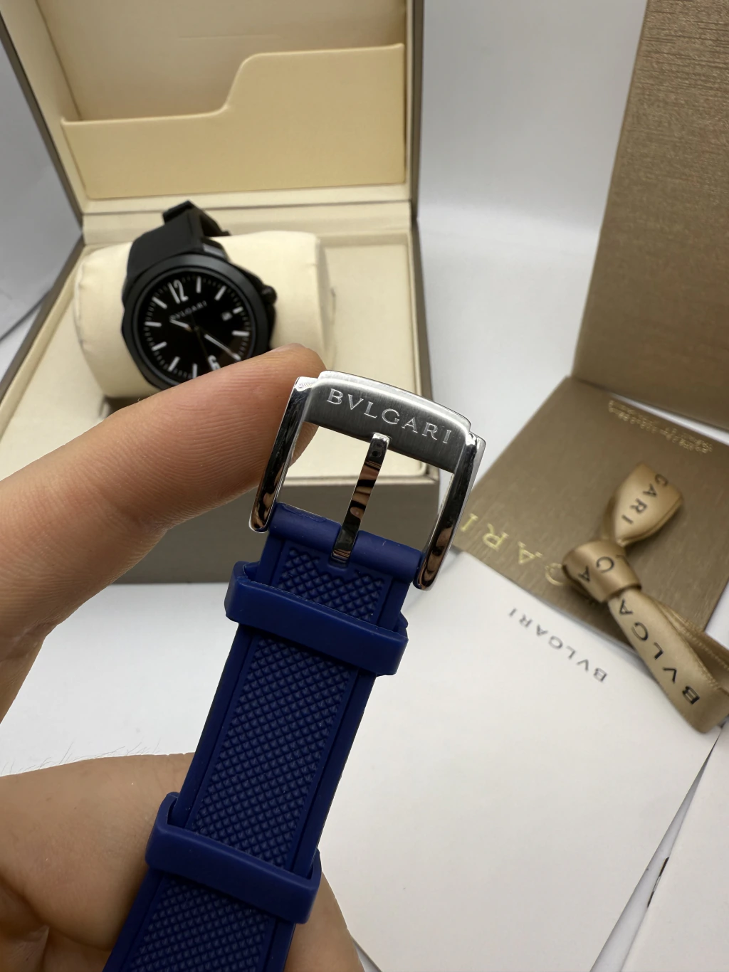 Bvlgari Octo Roma 41mm - AÇO MOSTRADOR AZUL - SILICONE - Imagem 4