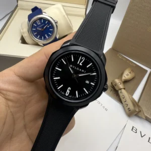 Bvlgari Octo Roma 41mm - AÇO PRETO MOSTRADOR PRETO - SILICONE