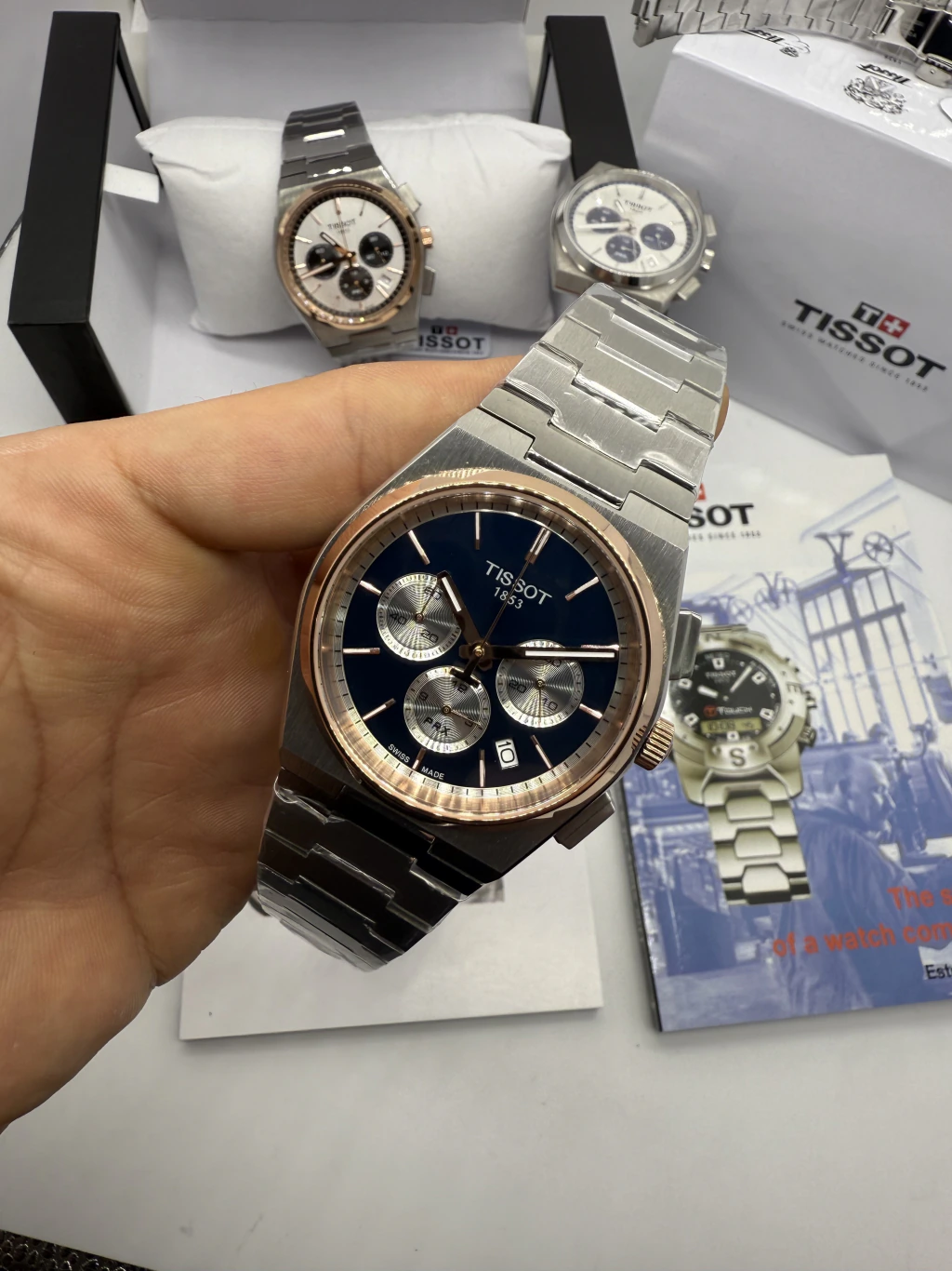 Tissot PRX 40mm - AÇO COM ROSE MOSTRADOR AZUL
