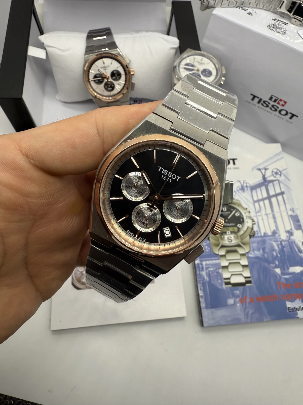 Tissot PRX 40mm - AÇO COM ROSE MOSTRADOR PRETO