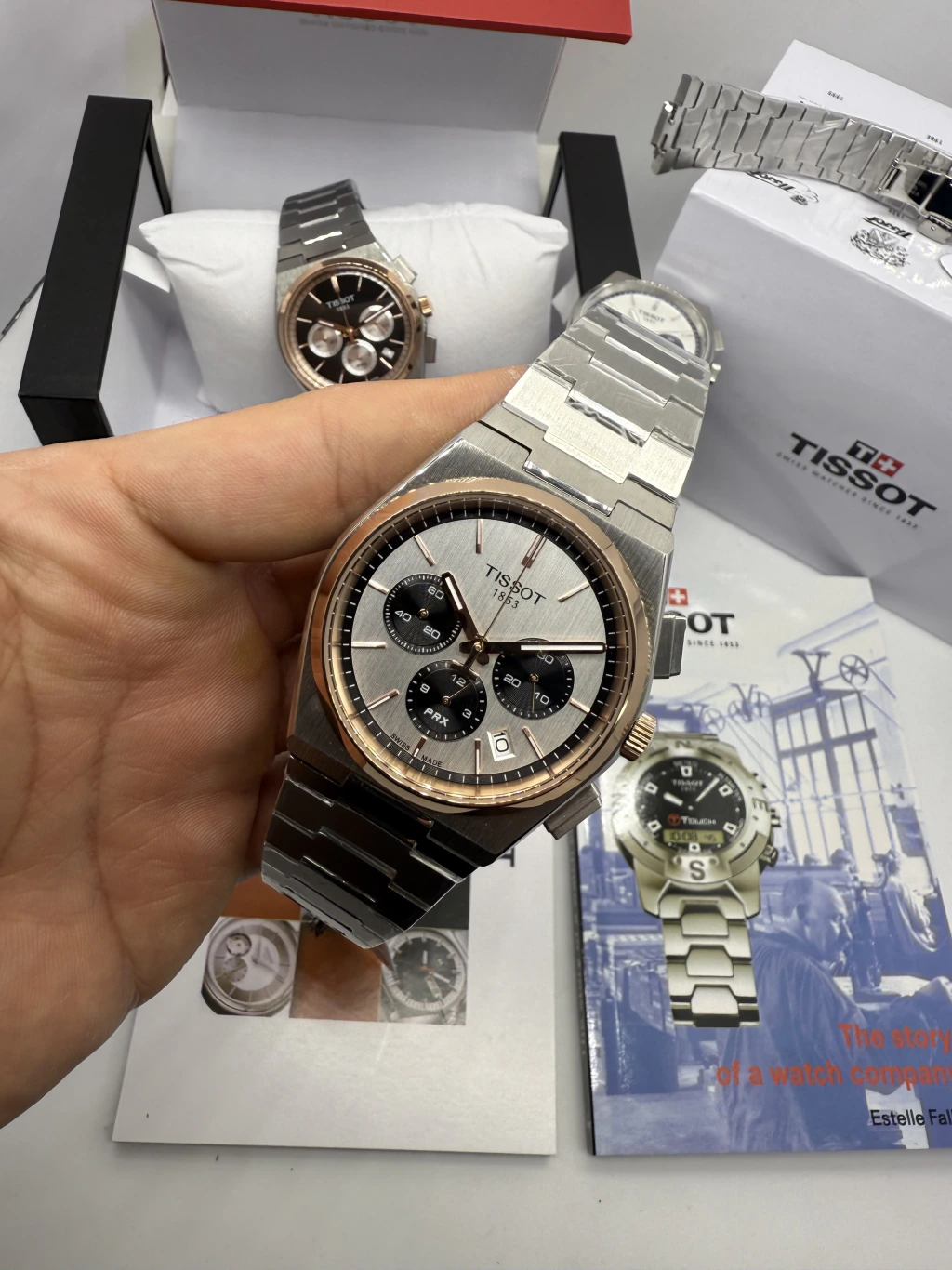 Tissot PRX 40mm - AÇO COM ROSE MOSTRADOR PRATA
